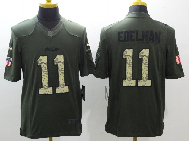 Men's New England Patriots Julian Edelman #11 Army Green Jersey